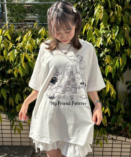 BEST FRIENDS FOREVER 半袖Tシャツ MY FRIEND FOREVER BIG TEE | Candy Stripper（キャンディ