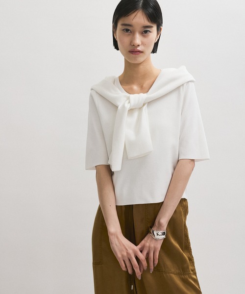 ADAM ET ROPE'（アダムエロペ）の「【サステナブル】クールタッチニットTシャツ（Tシャツ/カットソー・レディース・ブラック/ホワイト/ダークブラウン/ピンク系その他2・FREE）」の21枚目の写真