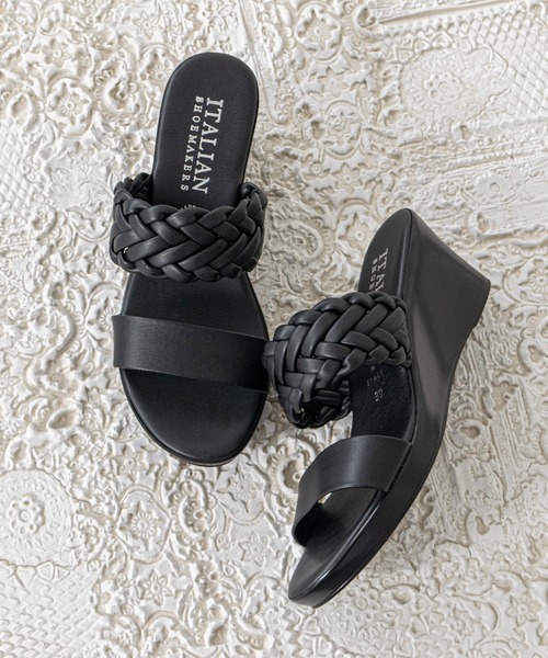 ITALIAN SHOEMAKERS(イタリアンシューメーカー)の「【ITALIAN SHOEMAKERS】イントレチャートウェッジヒールサンダル(952344)(サンダル・レディース・ブラウン/シルバー/ブラック・35/36/37/38/39)」の2枚目の写真
