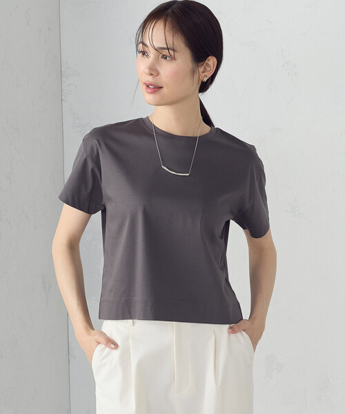 短丈　ボックスシルエット　シャツ セール】ボックスシルエット クロップド丈 Tシャツ（Tシャツ