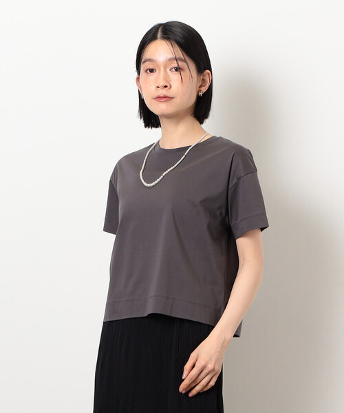 COMME CA ISM（コムサイズム）の「ボックスシルエット　クロップド丈Ｔシャツ（Tシャツ/カットソー・レディース・ネイビー/チャコール/ライトグレー/ベージュ/ブラック/ホワイト・LARGE/MEDIUM）」の13枚目の写真