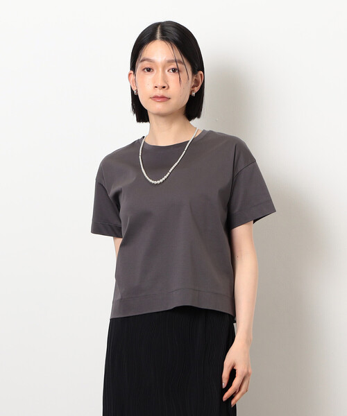 COMME CA ISM（コムサイズム）の「ボックスシルエット　クロップド丈Ｔシャツ（Tシャツ/カットソー・レディース・ネイビー/チャコール/ライトグレー/ベージュ/ブラック/ホワイト・LARGE/MEDIUM）」の14枚目の写真