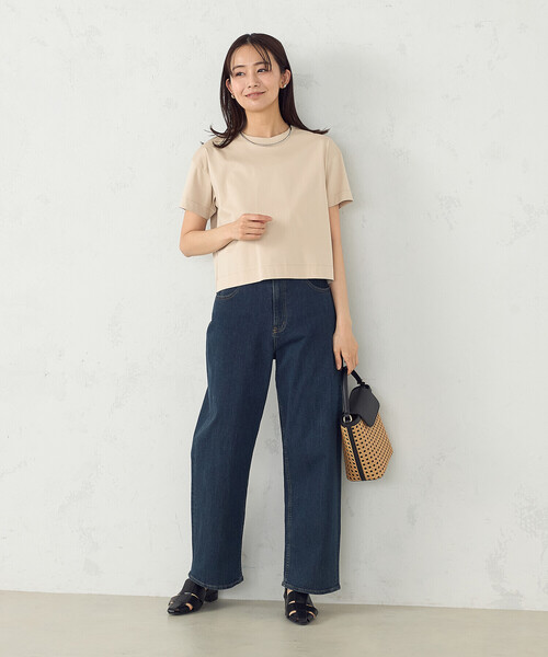 COMME CA ISM（コムサイズム）の「ボックスシルエット　クロップド丈Ｔシャツ（Tシャツ/カットソー・レディース・ネイビー/チャコール/ライトグレー/ベージュ/ブラック/ホワイト・LARGE/MEDIUM）」の11枚目の写真