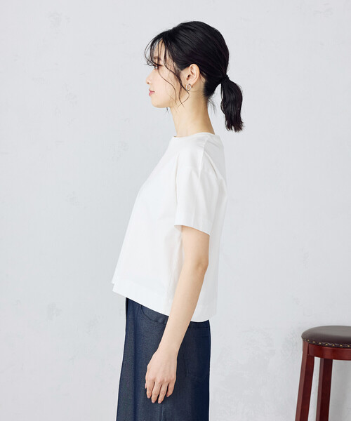 COMME CA ISM（コムサイズム）の「ボックスシルエット　クロップド丈Ｔシャツ（Tシャツ/カットソー・レディース・ネイビー/チャコール/ライトグレー/ベージュ/ブラック/ホワイト・LARGE/MEDIUM）」の15枚目の写真