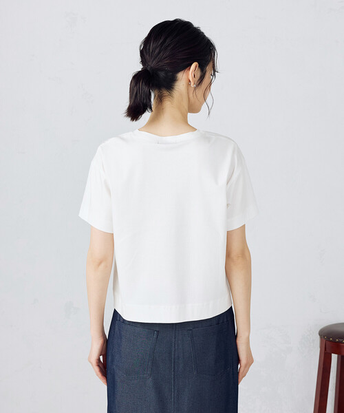 COMME CA ISM（コムサイズム）の「ボックスシルエット　クロップド丈Ｔシャツ（Tシャツ/カットソー・レディース・ネイビー/チャコール/ライトグレー/ベージュ/ブラック/ホワイト・LARGE/MEDIUM）」の16枚目の写真