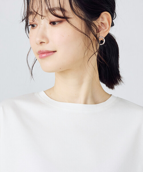 COMME CA ISM（コムサイズム）の「ボックスシルエット　クロップド丈Ｔシャツ（Tシャツ/カットソー・レディース・ネイビー/チャコール/ライトグレー/ベージュ/ブラック/ホワイト・LARGE/MEDIUM）」の17枚目の写真