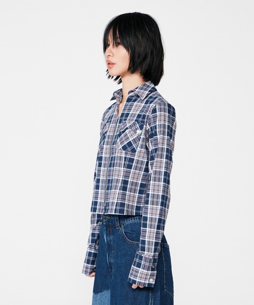 BEEDEN（ビーデン）の「COMPACT ZIP UP CHECK SHIRT（シャツ/ブラウス・レディース・ネイビー/ブラウン・FREE）」の14枚目の写真