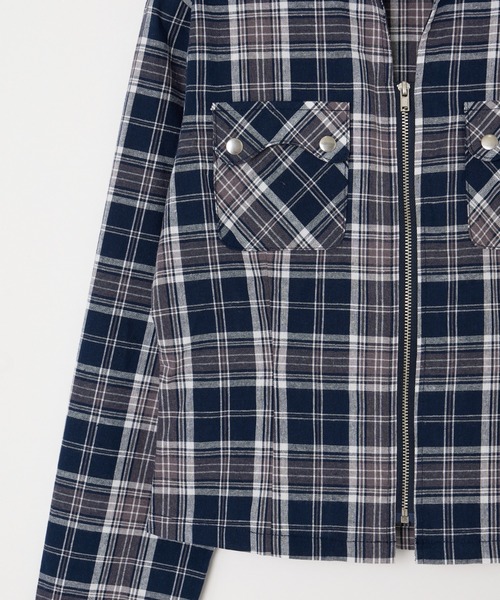 BEEDEN（ビーデン）の「COMPACT ZIP UP CHECK SHIRT（シャツ/ブラウス・レディース・ネイビー/ブラウン・FREE）」の18枚目の写真