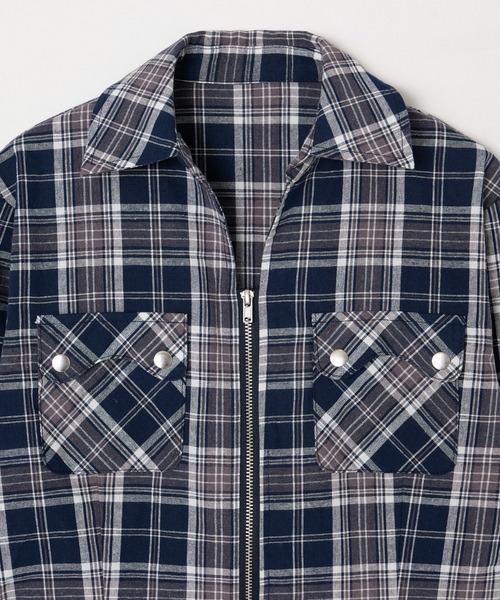 BEEDEN（ビーデン）の「COMPACT ZIP UP CHECK SHIRT（シャツ/ブラウス・レディース・ネイビー/ブラウン・FREE）」の9枚目の写真