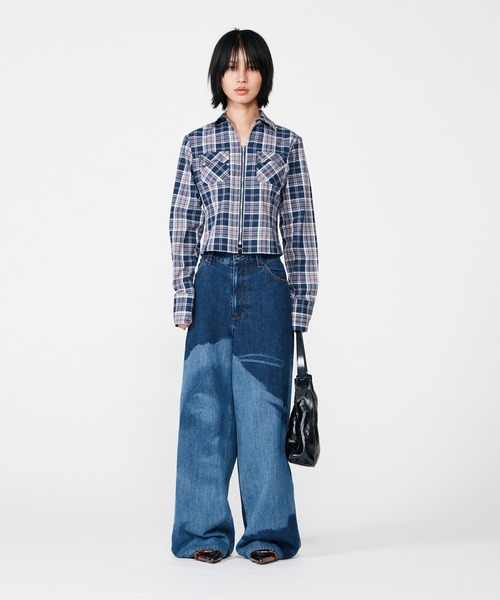 BEEDEN（ビーデン）の「COMPACT ZIP UP CHECK SHIRT（シャツ/ブラウス・レディース・ネイビー/ブラウン・FREE）」の12枚目の写真