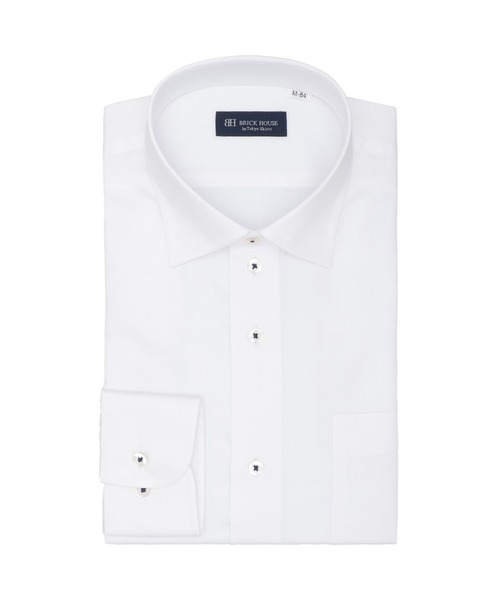 TOKYO SHIRTS(トウキョウシャツ)の「【透け防止】 形態安定ノンアイロン ワイド 長袖ビジネスワイシャツ(ビジネスシャツ・メンズ・ホワイト・首回り39cm-裄丈80cm/首回り39cm-裄丈84cm/首回り41cm-裄丈82cm/首回り41cm-裄丈86cm/首回り42cm-裄丈82cm/首回り42cm-裄丈86cm/首回り43cm-裄丈86cm/首回り37cm-裄丈80cm/首回り37cm-裄丈84cm/首回り43cm-裄丈82cm)」の1枚目の写真