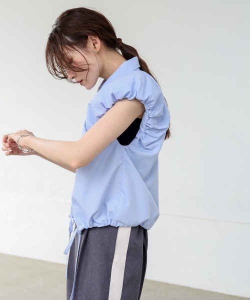 Bab(バブ)の「ブロード裾リボンバルーンスリーブシャツ(シャツ/ブラウス・レディース・オフホワイト/ブルー/チャコールグレー・M)」の16枚目の写真
