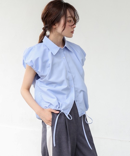 Bab(バブ)の「ブロード裾リボンバルーンスリーブシャツ(シャツ/ブラウス・レディース・オフホワイト/ブルー/チャコールグレー・M)」の14枚目の写真