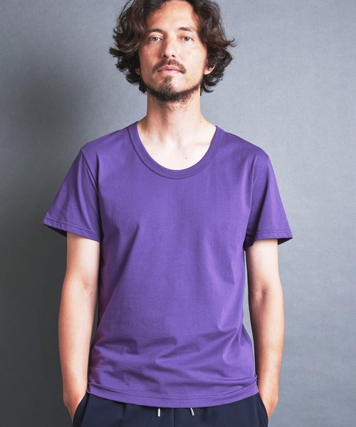 Magine(マージン)の「SUPIMA CTN BASIC U/N TEE S/S:スーピマコットン ベーシック Uネック 半袖 TEE シャツ(Tシャツ/カットソー・メンズ・チャコールグレー/パープル/ベージュ/ブラック/ホワイト・44/48/46)」の5枚目の写真