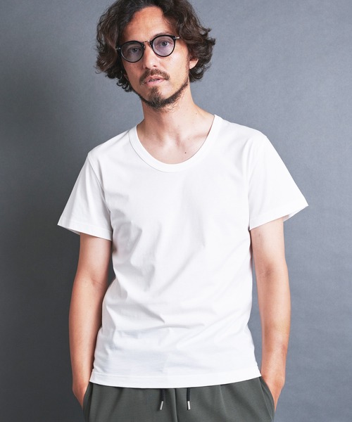 Magine(マージン)の「SUPIMA CTN BASIC U/N TEE S/S:スーピマコットン ベーシック Uネック 半袖 TEE シャツ(Tシャツ/カットソー・メンズ・チャコールグレー/パープル/ベージュ/ブラック/ホワイト・44/48/46)」の2枚目の写真