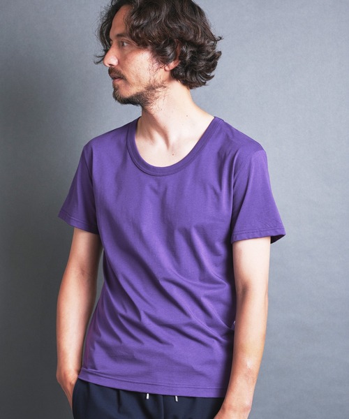 Magine(マージン)の「SUPIMA CTN BASIC U/N TEE S/S:スーピマコットン ベーシック Uネック 半袖 TEE シャツ(Tシャツ/カットソー・メンズ・チャコールグレー/パープル/ベージュ/ブラック/ホワイト・44/48/46)」の20枚目の写真