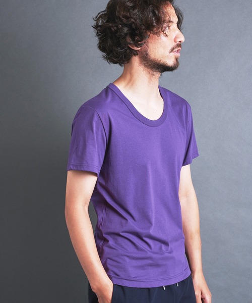 Magine(マージン)の「SUPIMA CTN BASIC U/N TEE S/S:スーピマコットン ベーシック Uネック 半袖 TEE シャツ(Tシャツ/カットソー・メンズ・チャコールグレー/パープル/ベージュ/ブラック/ホワイト・44/48/46)」の21枚目の写真