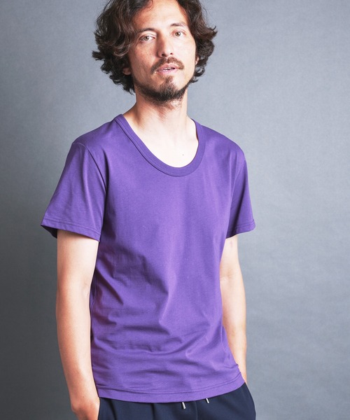 Magine(マージン)の「SUPIMA CTN BASIC U/N TEE S/S:スーピマコットン ベーシック Uネック 半袖 TEE シャツ(Tシャツ/カットソー・メンズ・チャコールグレー/パープル/ベージュ/ブラック/ホワイト・44/48/46)」の10枚目の写真