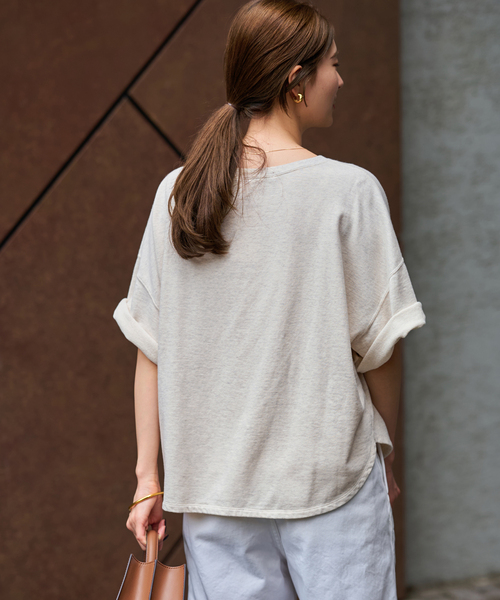 FRAMeWORK（フレームワーク）の「≪追加≫ミニ裏毛ハーフスリーブラウンドTee 2（Tシャツ/カットソー・レディース・グレー/アイボリー/ブラック/ブラウン・FREE）」の7枚目の写真