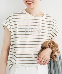 le.coeur blanc | ロゴボーダーフレンチスリーブカットソー(Tシャツ/カットソー)