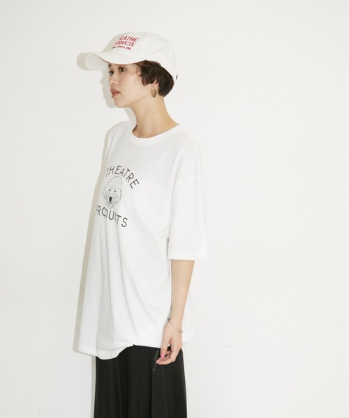 THEATRE PRODUCTS（シアタープロダクツ）の「DOGイラストプリントTシャツ（Tシャツ/カットソー・レディース・ホワイト/ブラック・FREE）」の7枚目の写真