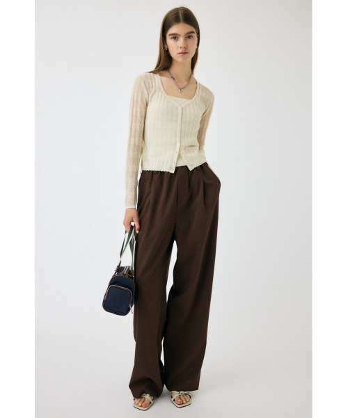 MOUSSY（マウジー）の「SHEER BORDER カーディガン（カーディガン/ボレロ・レディース・オフホワイト/ブラック/ピンク・FREE）」の7枚目の写真