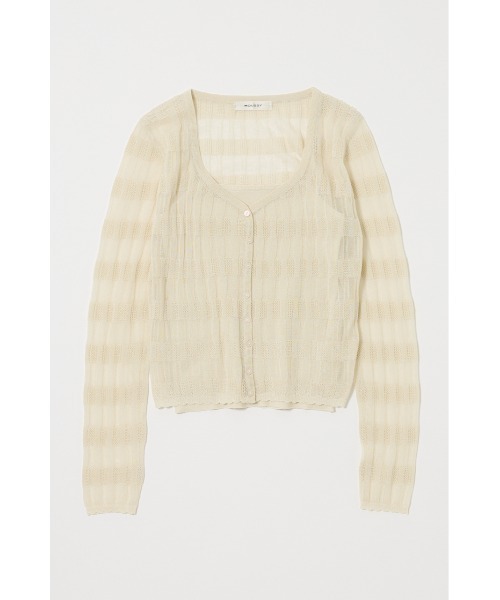 MOUSSY（マウジー）の「SHEER BORDER カーディガン（カーディガン/ボレロ・レディース・オフホワイト/ブラック/ピンク・FREE）」の13枚目の写真