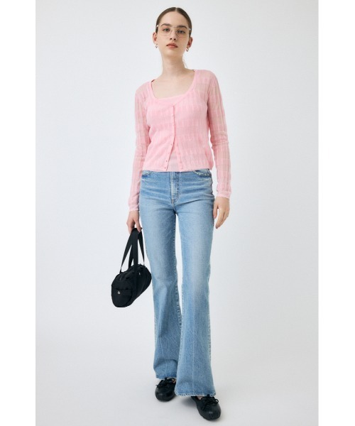 MOUSSY（マウジー）の「SHEER BORDER カーディガン（カーディガン/ボレロ・レディース・オフホワイト/ブラック/ピンク・FREE）」の16枚目の写真