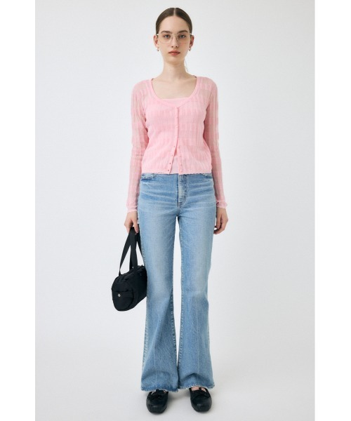 MOUSSY（マウジー）の「SHEER BORDER カーディガン（カーディガン/ボレロ・レディース・オフホワイト/ブラック/ピンク・FREE）」の18枚目の写真