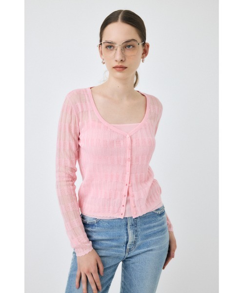 MOUSSY（マウジー）の「SHEER BORDER カーディガン（カーディガン/ボレロ・レディース・オフホワイト/ブラック/ピンク・FREE）」の19枚目の写真