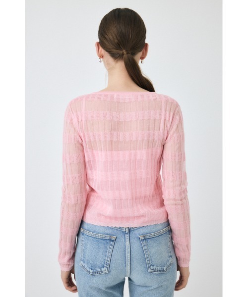 MOUSSY（マウジー）の「SHEER BORDER カーディガン（カーディガン/ボレロ・レディース・オフホワイト/ブラック/ピンク・FREE）」の22枚目の写真