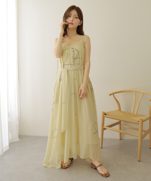nuance print camisole dress /シフォンストール付きニュアンス