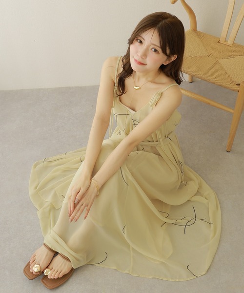 Christian Dior  キャミワンピース ランジェリー ストール nuance print camisole dress /シフォンストール付きニュアンス