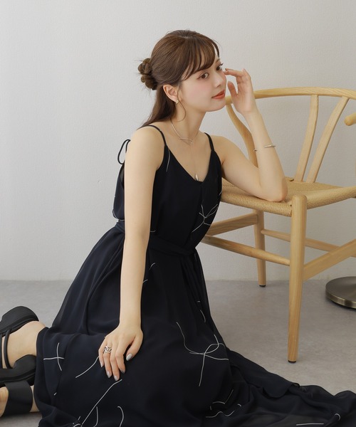 nuance print camisole dress /シフォンストール付きニュアンス