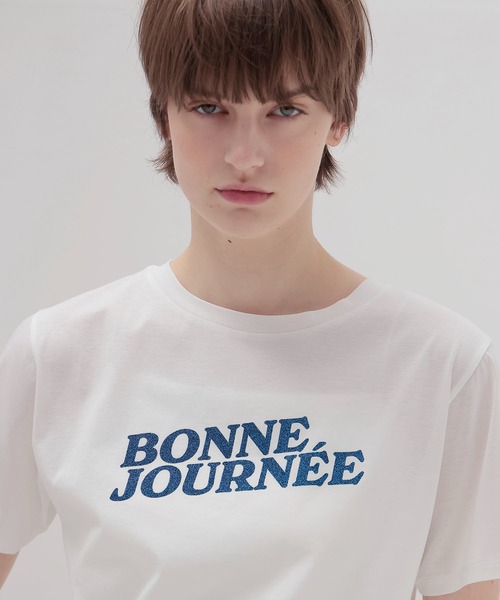 DRESSLAVE(ドレスレイブ)の「glitter Bonne journee T-shirt(グリッターロゴ半袖Tシャツ)(Tシャツ/カットソー・レディース・ホワイト・38)」の16枚目の写真