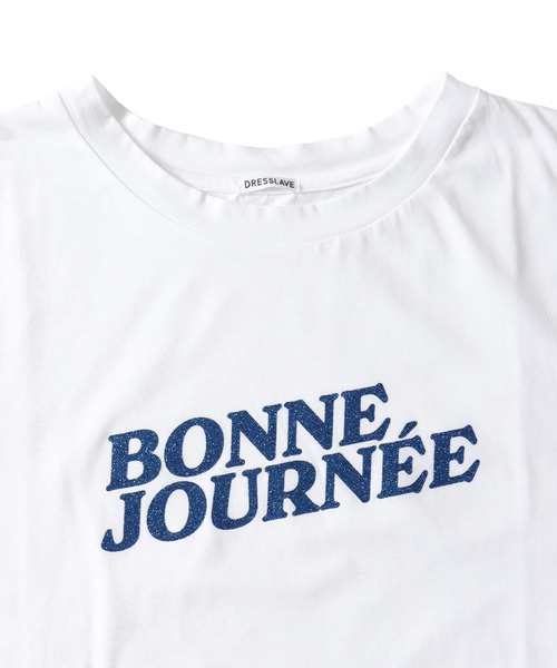 DRESSLAVE(ドレスレイブ)の「glitter Bonne journee T-shirt(グリッターロゴ半袖Tシャツ)(Tシャツ/カットソー・レディース・ホワイト・38)」の8枚目の写真