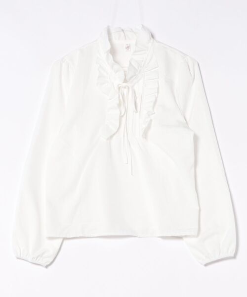 BLANC FICELLE(ブランフィセル)の「フリル リボン シャツ(シャツ/ブラウス・レディース・ブラック/ホワイト・S/M/L)」の6枚目の写真