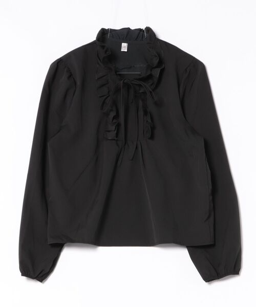 BLANC FICELLE(ブランフィセル)の「フリル リボン シャツ(シャツ/ブラウス・レディース・ブラック/ホワイト・S/M/L)」の7枚目の写真