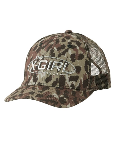 X-girl（エックスガール）の「METALLIC LOGO 6PANEL MESH CAP（キャップ・レディース・ブラック/カモフラージュ/ベージュ・ONE SIZE）」の8枚目の写真
