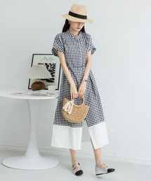 MAISON DE THERESE（メゾン ド テレーズ）の「トレンドのチェック柄 半袖ワンピース（ワンピース）」