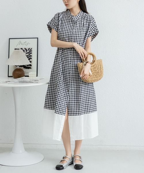 MAISON DE THERESE(メゾン ド テレーズ)の「トレンドのチェック柄 半袖ワンピース(ワンピース・レディース・ネイビー/ブラック・M/L)」の11枚目の写真