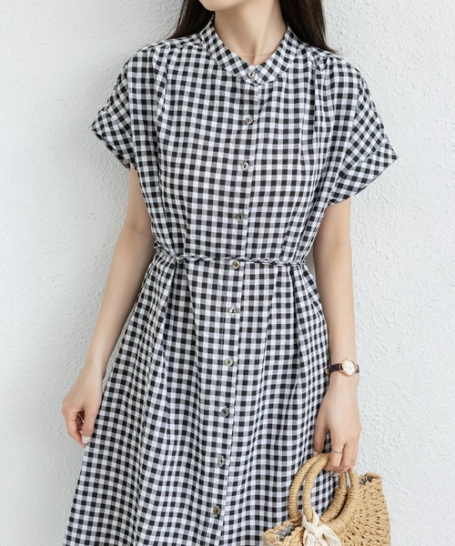 MAISON DE THERESE(メゾン ド テレーズ)の「トレンドのチェック柄 半袖ワンピース(ワンピース・レディース・ネイビー/ブラック・M/L)」の14枚目の写真