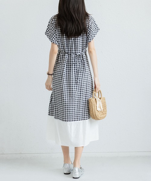 MAISON DE THERESE(メゾン ド テレーズ)の「トレンドのチェック柄 半袖ワンピース(ワンピース・レディース・ネイビー/ブラック・M/L)」の15枚目の写真