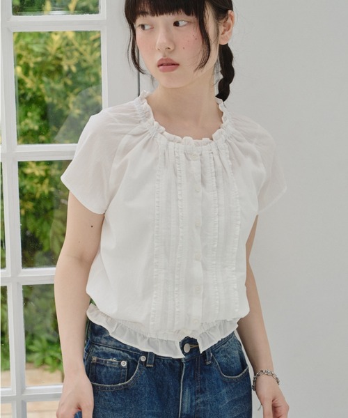 CLORE＋ Frill Blouse フリルブラウス 2025新作 Pleats frill flare