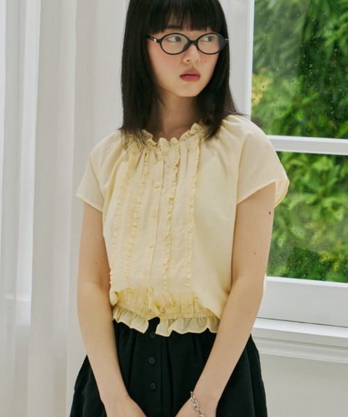 frill line puff blouse / フリルラインパフブラウス（シャツ