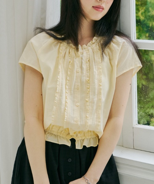 frill line puff blouse / フリルラインパフブラウス（シャツ