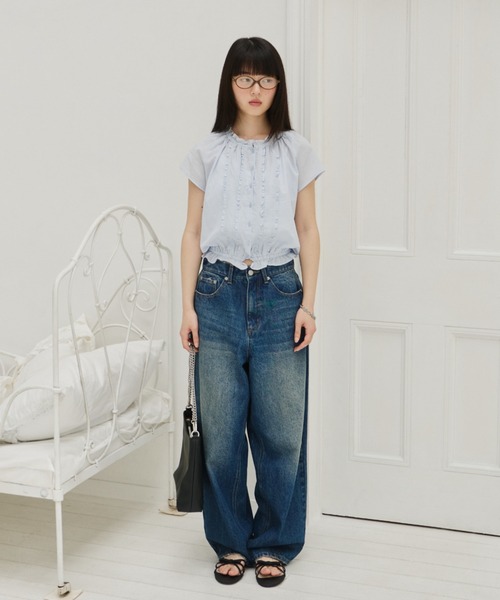 ブラウス シャツ frill line puff blouse / フリルラインパフブラウス レディース GIUNON ブラウス シャツ frill line puff blouse / フリルライン