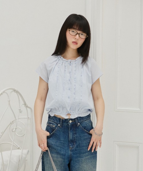 frill line puff blouse / フリルラインパフブラウス（シャツ