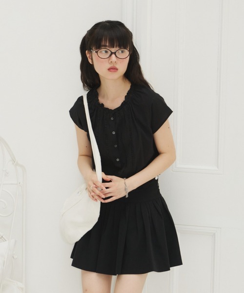 GIUNON(ジウノン)の「frill line puff blouse / フリルラインパフブラウス(シャツ/ブラウス・レディース・ブルー/ブラック/ホワイト/イエロー・FREE)」の14枚目の写真