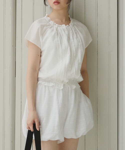 GIUNON(ジウノン)の「frill line puff blouse / フリルラインパフブラウス(シャツ/ブラウス・レディース・ブルー/ブラック/ホワイト/イエロー・FREE)」の16枚目の写真